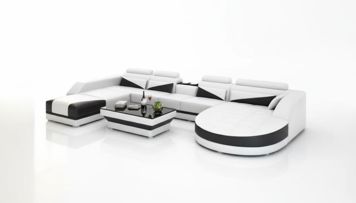 Eckgarnitur Sofa Polster Eckgruppe Wohnlandschaft Ledersofa Couchen sofas 2tlg.
