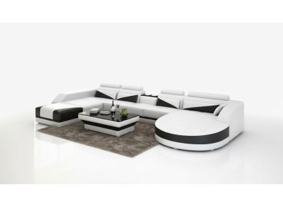 Ecksofa Wohnlandschaft Eckcouch Polster Eckgarnitur Sofa UForm Ledersofa Couch