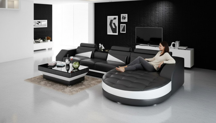 Wohnlandschaft Ledersofa Modernes Sofa Ecksofa LForm Couchtisch Eckgarnitur Neu