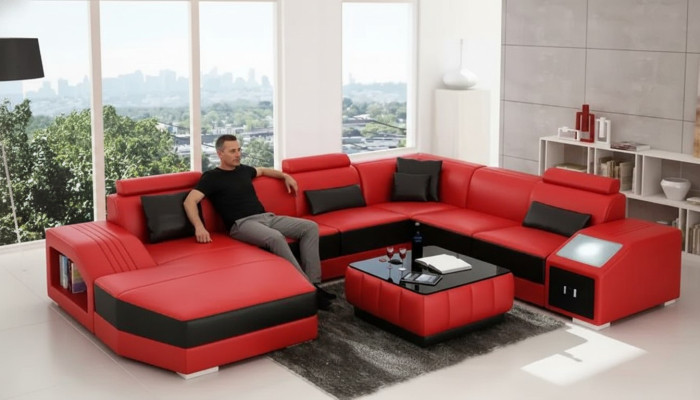 Ledersofa Designer Sofa Ecksofa UForm Modernes Sofa Ledersofa Ecksofa Polster