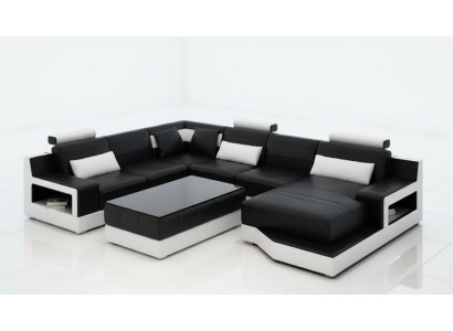 Eckcouch Eckgarnitur Ecksofa Wohnlandschaft Polster Sofa UForm Ledersofa Couch