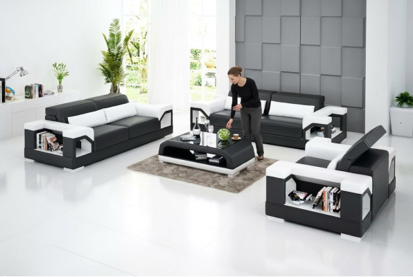 Couch Sofagarnitur 321 Sitzer Couchtisch Ledersofa Modernes Sofa Wohnlandschaft