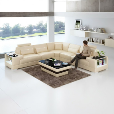 Design Wohnzimmer Sofa Möbel Eckcouch Ecksofa Lederpolster Couch