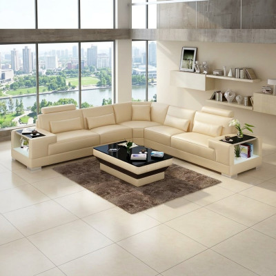 Design Wohnzimmer Sofa Möbel Eckcouch Ecksofa Lederpolster Couch