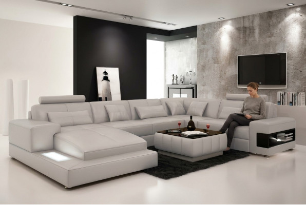Ecksofa Polster Ledersofa Designer-Sofa Ecksofa U-Form Modernes Sofa