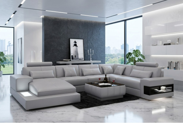 Ecksofa Polster Ledersofa Designer-Sofa Ecksofa U-Form Modernes Sofa