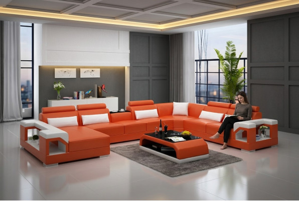 Design Ecksofa Wohnzimmer Möbel Deko Moderne Eckcouch Lederpolster Couch