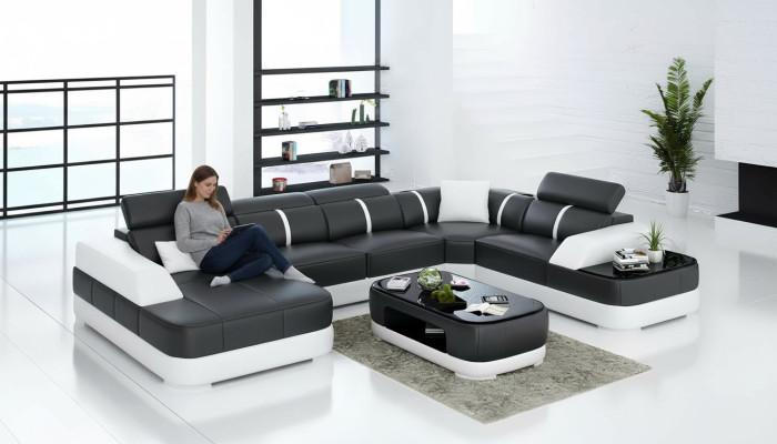 Leder xxl couch sofa wohnzimmer landschaft moderne designer eckpolster