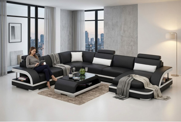 Design Ecksofa Wohnzimmer Deko Möbel Moderne Eckcouch Lederpolster Couch