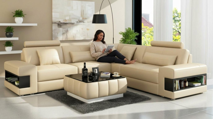 Ecksofa Eckcouch Design Wohnzimmer Möbel Lederpolster Couch Sofa