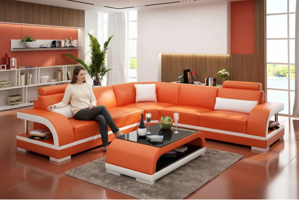Wohnzimmer Leder xxl couch sofa moderne designer eckpolster polster