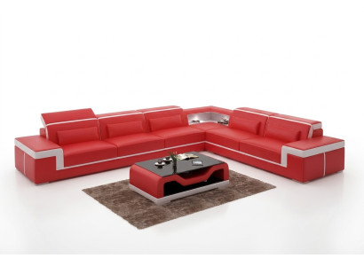 Design Wohnzimmer Ecksofa Möbel Eckcouch Lederpolster Couch Sofa L Form + Tisch