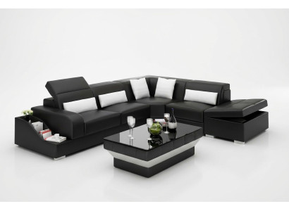 Garnitur Eckgarnitur Sofa Ledersofa Ecksofa Polster Polster Couch Wohnlandschaft
