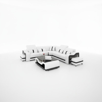 Eckcouch Sitzpolster Eckgarnitur Wohnlandschaft Sofa Couch Hocker Couchtisch Neu