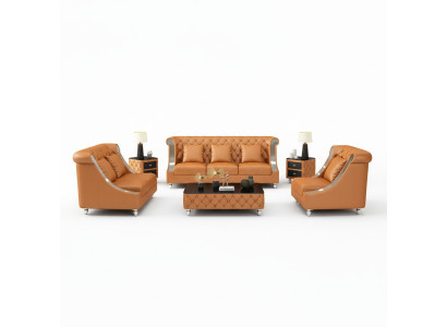 Design Wohnlandschaft Sofagarnitur 3+2 Sitzer Ledersofa Wohnzimmer Chesterfield