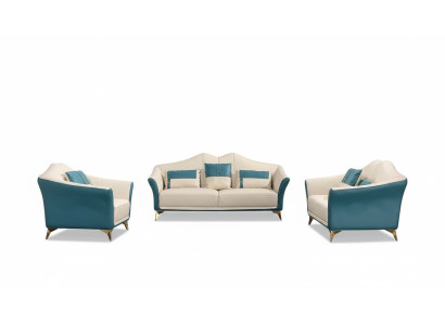 Ledersofa Sofagarnitur Komplette Garnitur Wohnzimmer Möbel Set Polster Couchen