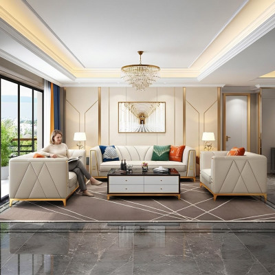 Medusa Edelstahl Leder Sofagarnitur Couch Wohnzimmer Möbel 4tlg Set