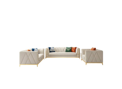 Medusa Edelstahl Leder Sofagarnitur Couch Wohnzimmer Möbel 4tlg Set