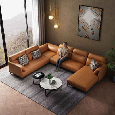 Wohnzimmer Eckcouch Design Ecksofa Möbel Lederpolster Couch Sofa