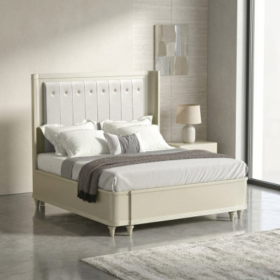 Polster Design Luxus Bett 180 x 200cm Stoff Betten Leder Modernes Schlafzimmer