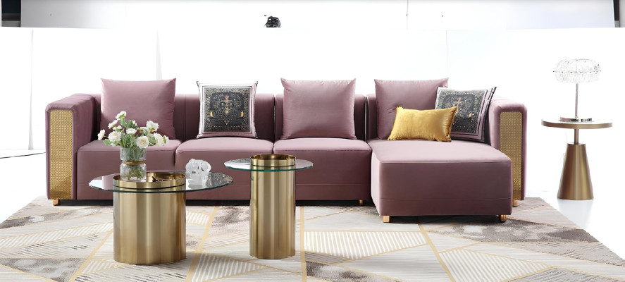 Ecksofa L-Form Couchtisch Polster Ecke Wohnzimmer Luxus Möbel Sofa Couch 3tlg