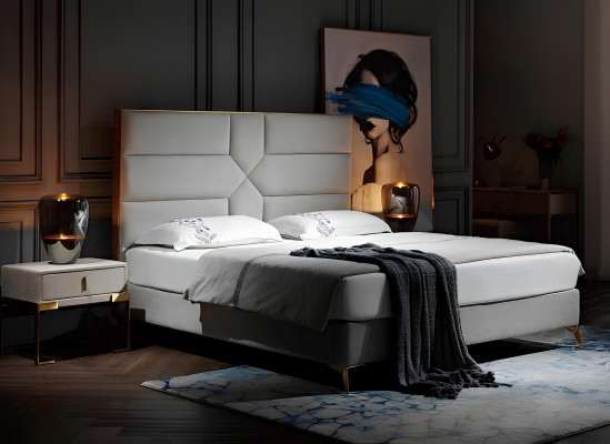 Doppelbett Bett Ehebett Design Luxus Samt Polsterbett Designbett Textil Betten