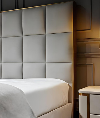 Design Bett Schlafzimmer Betten Textil Hotel Luxus Polster Sitz Stoff Möbel Neu