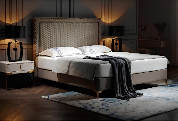 Doppelbett Bett Ehebett Design Luxus Luxur Polsterbett Designbett Leder Betten