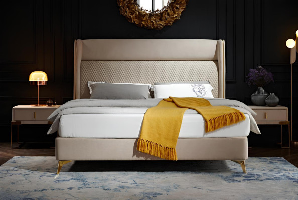Bett 2x Nachttisch 3 tlg. Schlafzimmer Set Designer Hotel Garnitur Betten Neu