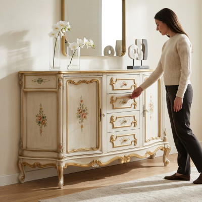 Kommode Klassischer Schrank Massivholz Möbel Sideboard Italienische Einrichtung