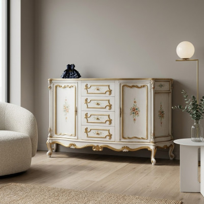 Kommode Klassischer Schrank Massivholz Möbel Sideboard Italienische Einrichtung
