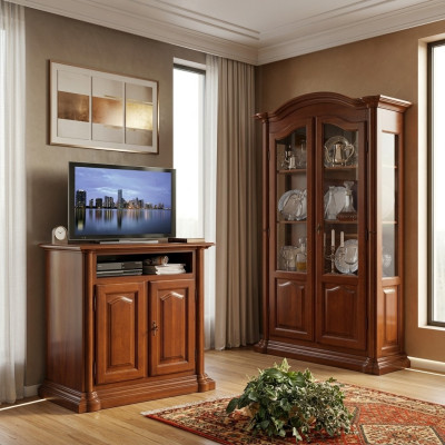 Vitrinen Glas Wohnzimmer Schrank Echtholz Vitrine Möbel Anrichte Massive Holz
