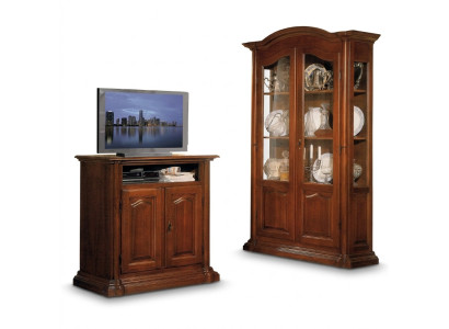 Vitrinen Glas Wohnzimmer Schrank Echtholz Vitrine Möbel Anrichte Massive Holz