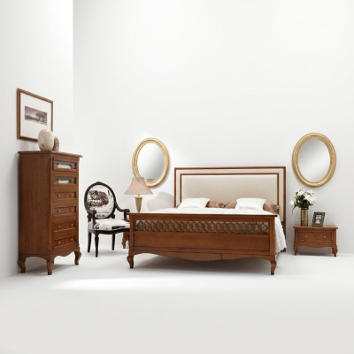 Luxus Schlafzimmer Set 4tlg. Bett 2 Nachttische Kommode Massivholz Möbel Italien