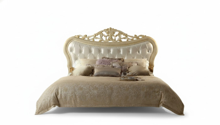 Doppelbett Bett Luxus Betten Holz Bettgestelle Bettrahmen Beige Design Modern