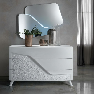 Kommode mit Spiegel Holz Kommoden Möbel Schrank Schlafzimmer Weiß Sideboard Neu