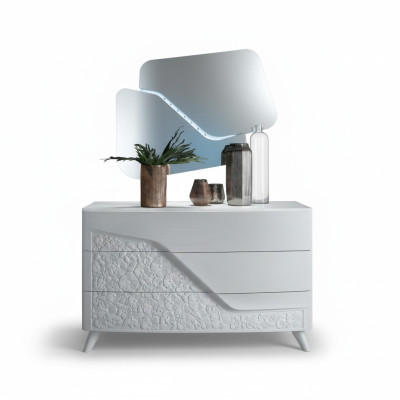 Kommode mit Spiegel Holz Kommoden Möbel Schrank Schlafzimmer Weiß Sideboard Neu