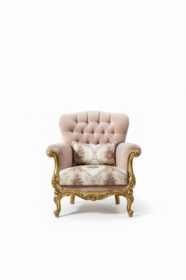 Design Sessel Luxus Holz Möbel klassisches Chesterfield Textil Wohnzimmer Neu