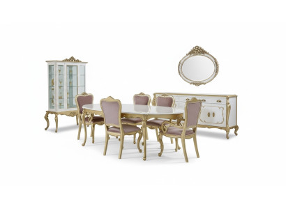 Design Esszimmer Set 8tlg Esstisch Stuhl Kommode Vitrine Spiegel