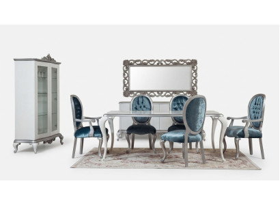Design Esszimmer Set 8tlg Stuhl Kommode Vitrine Spiegel EssTische Holz