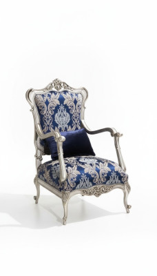 Luxus Einsitzer Sessel Polster Möbel Blau Blumenmuster Sofa Lounge Barock
