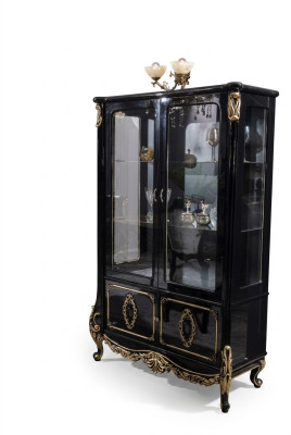 Möbel Glasschrank Luxus Vitrine Holz Vitrinen Schränke Regale Schwarz