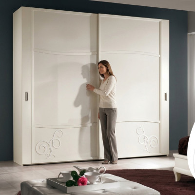 Schrank Kleiderschrank mit Schiebetüren Schlafzimmer Wand Holz Design Schränke