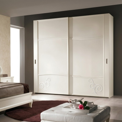 Schrank Kleiderschrank mit Schiebetüren Schlafzimmer Wand Holz Design Schränke