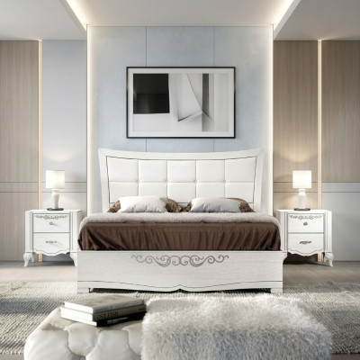 Doppelbett Bett Luxus Betten Holz Bettgestelle Bettrahmen Weiß Design Modern Neu
