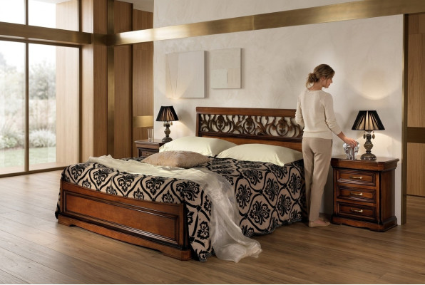 Italienisches Schlafzimmer Möbel Bett Nachttisch Massive Holz Betten Set 3tlg