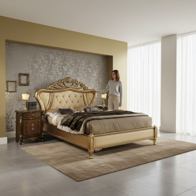 Nachttisch mit 3 Schubladen Massivholz Nachttische Schlafzimmer Möbel Italien