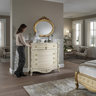 Kommode mit Schubladen Massivholz Schlafzimmermöbel Design Möbel Weiß Kommoden