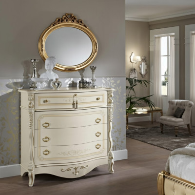 Kommode mit Schubladen Massivholz Schlafzimmermöbel Design Möbel Weiß Kommoden