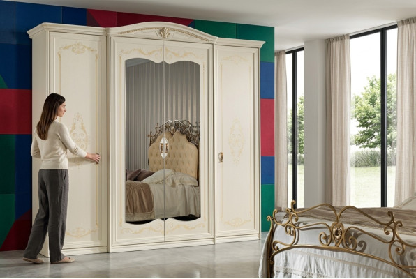Kleiderschrank Schlafzimmer Schränke Möbel Holz Einrichtung Weiss Spiegeln Neu